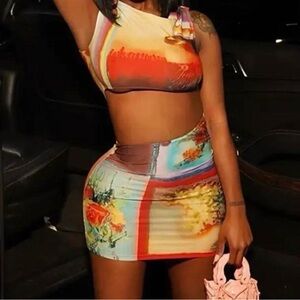 Jean Paul Gaultier Colorful Abstract Skirt Set